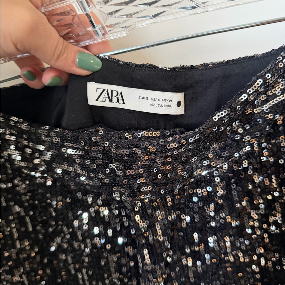 Zara Black and Silver Sequin pants